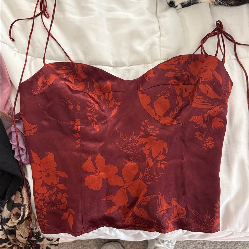 Reformation Burgundy Floral Camisole